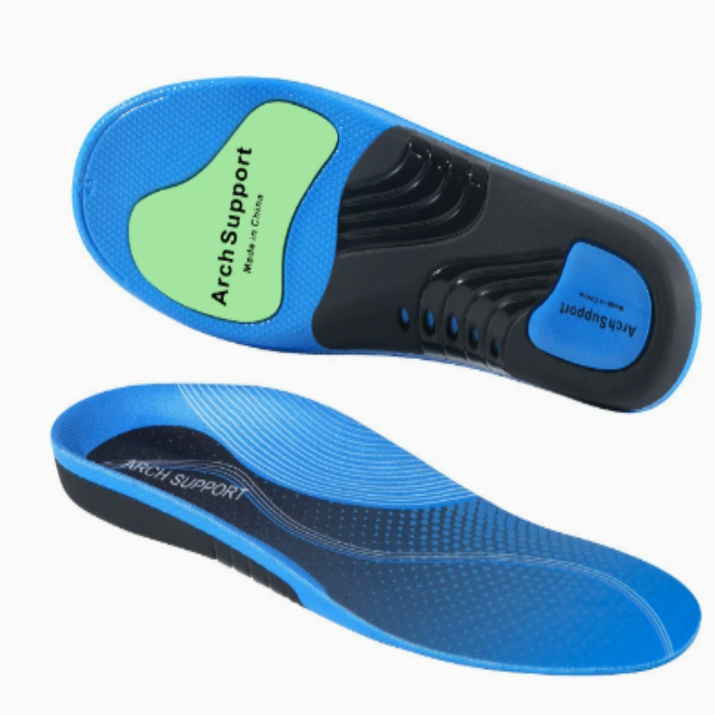 Cushioned Orthotic Inserts with Elevated Midfoot Support for Sneakers and Work Shoes