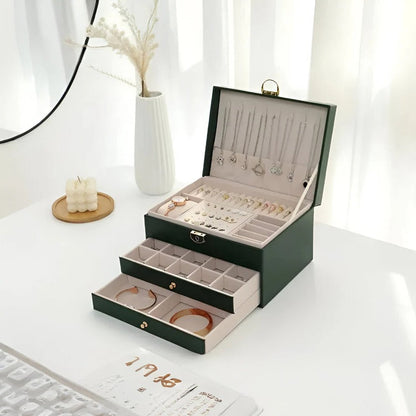 Estuche apilable para joyas con múltiples compartimentos