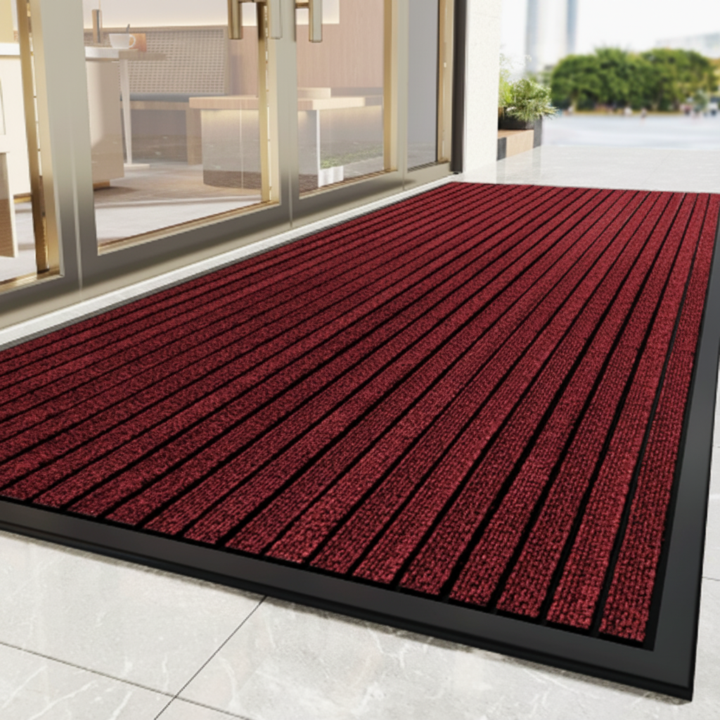 Indoor Outdoor Rubber Doormat Non-Slip Striped Entry Mat for Front Door Hallway Patio Foyer Mud Room High Traffic Areas Home Entryway
