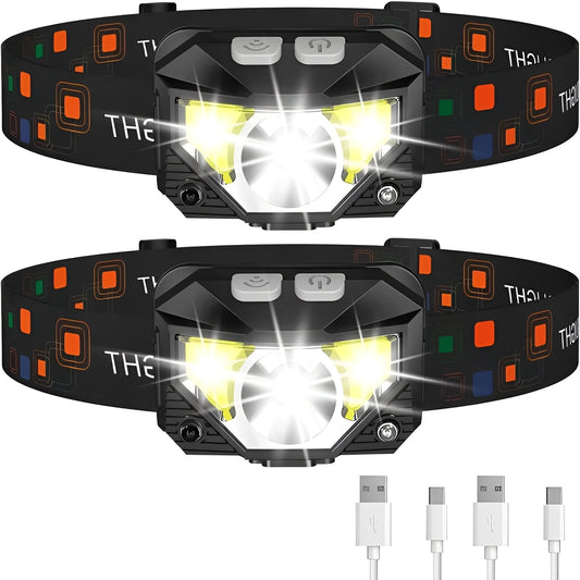 Portable LED Headlight Flashlights, 2 Pack - Ortekor
