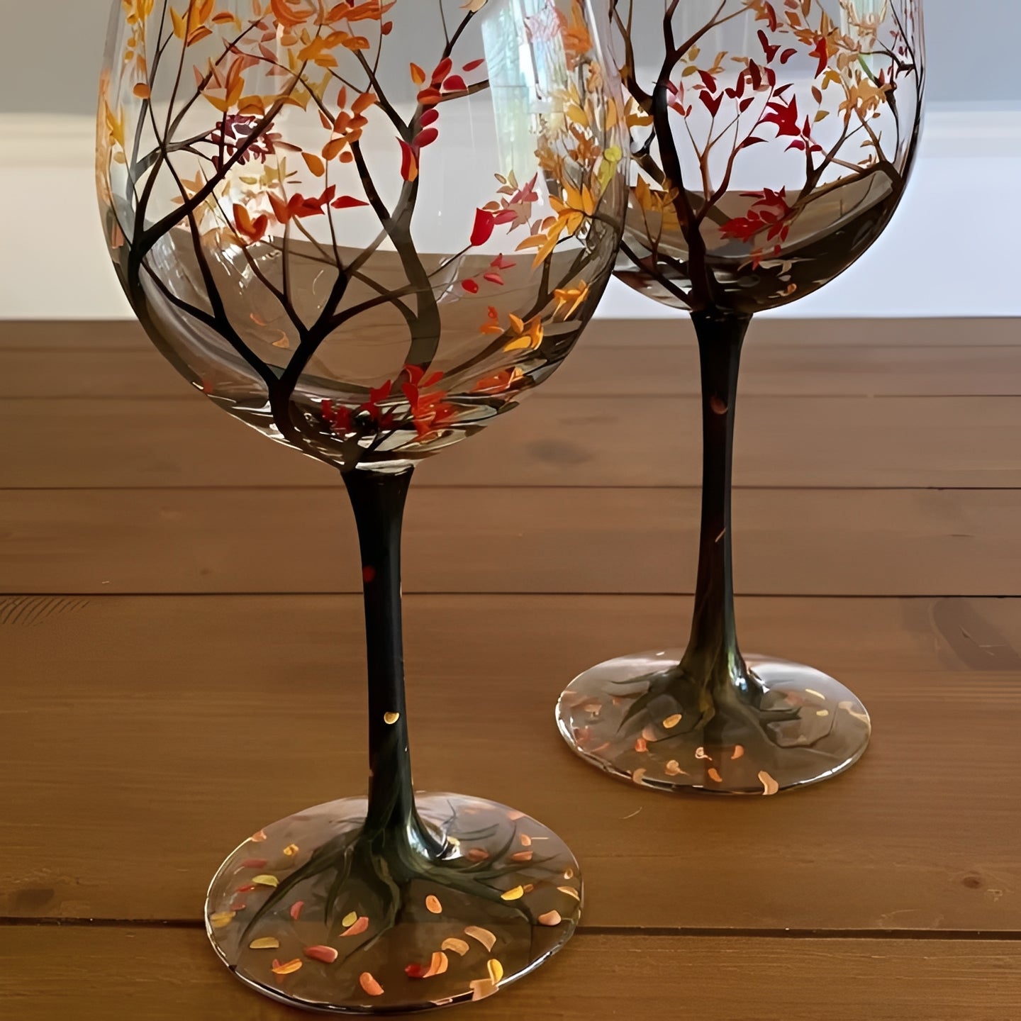 Copa de vino Árbol de las Estaciones a color 12oz