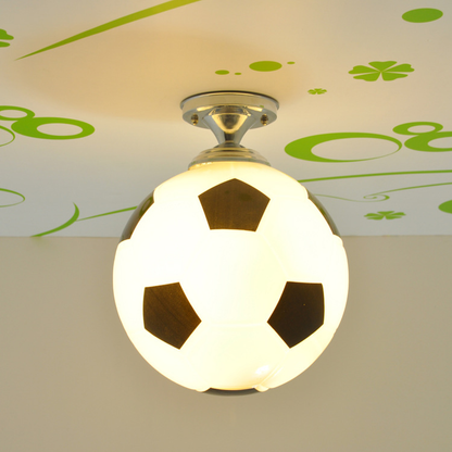 Kids Sports Flush Mount Light 12-Inch Dimmable LED Glass Fixture Basketball Football Theme Bedroom Playroom Boys Girls Room Decor Overhead L