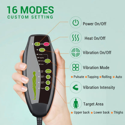 Cojín de Asiento de Coche con Calefacción y Masaje Vibratorio Relajante