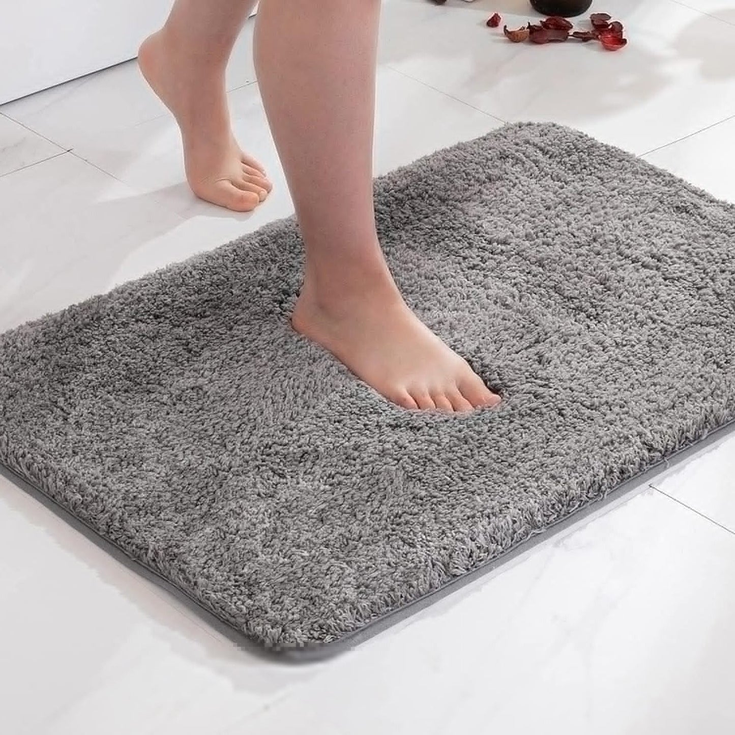 Alfombrilla de baño suave y peluda con textura de piel sintética