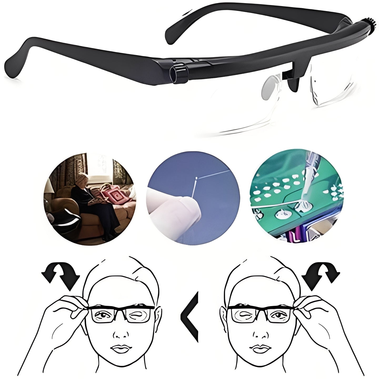 Gafas de Lectura sin Receta con Control de Enfoque Sencillo