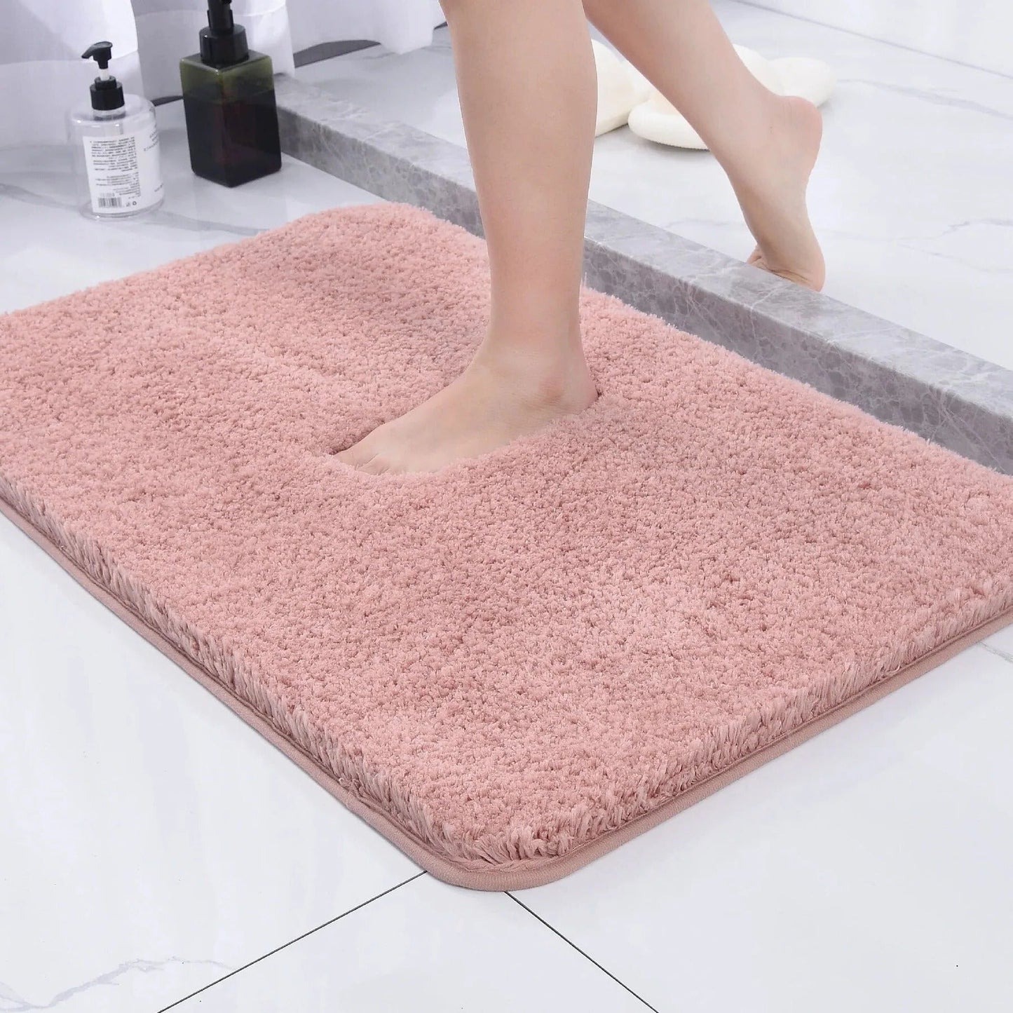 Alfombrilla de baño suave y peluda con textura de piel sintética