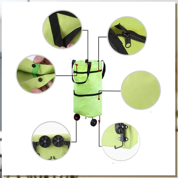 Carrito de compras plegable con ruedas suaves