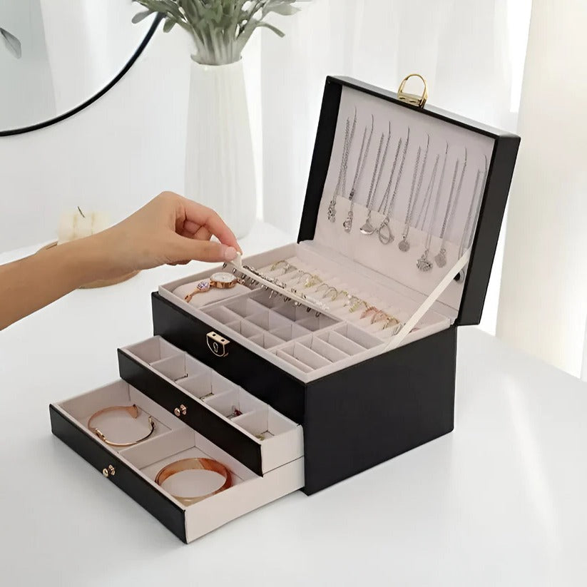 Estuche apilable para joyas con múltiples compartimentos