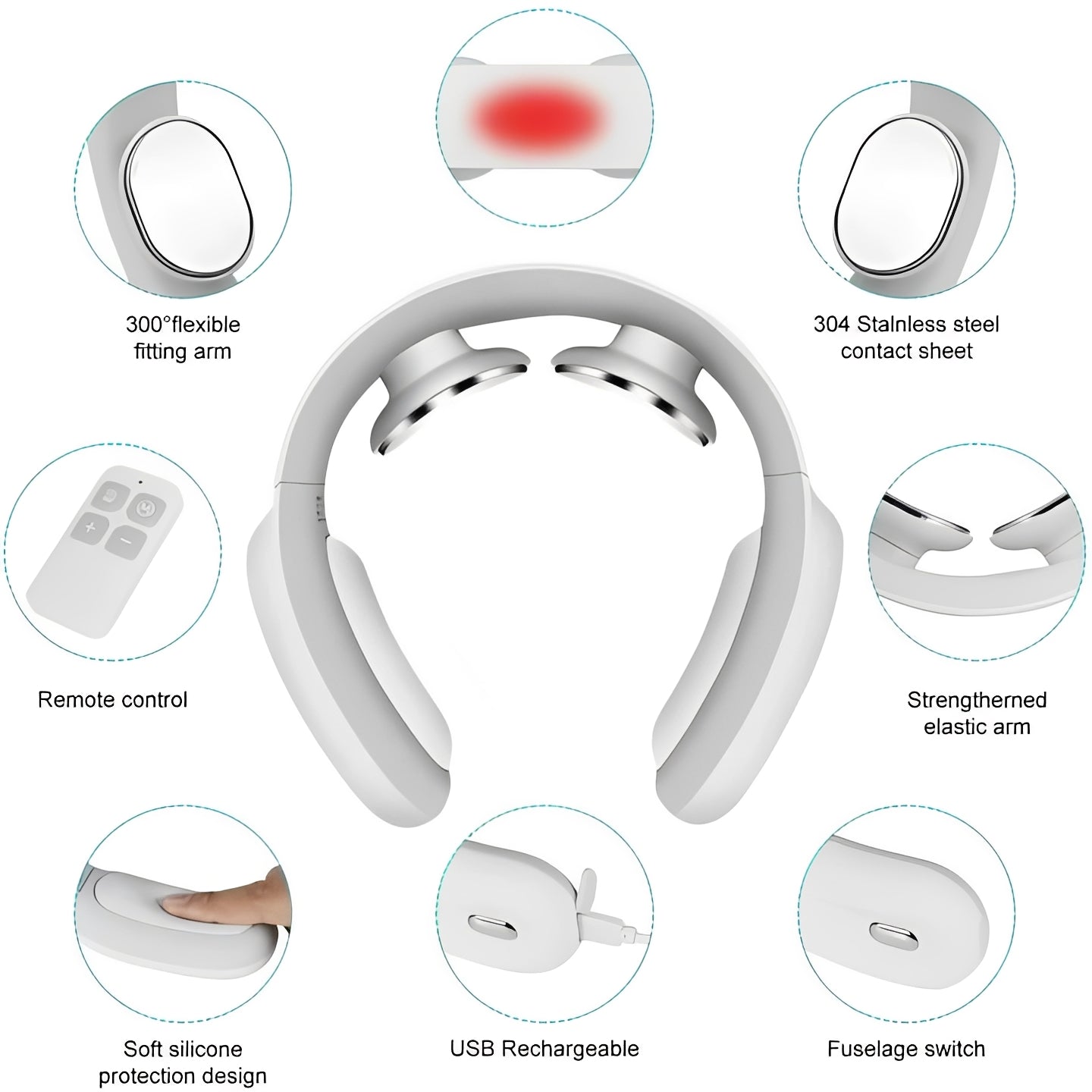 Collar de masaje térmico con configuraciones de velocidad ajustables
