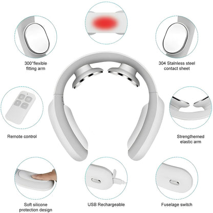 Collar de masaje térmico con configuraciones de velocidad ajustables