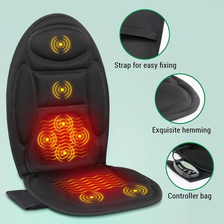 Cojín de Asiento de Coche con Calefacción y Masaje Vibratorio Relajante
