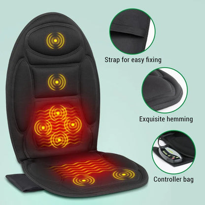 Cojín de Asiento de Coche con Calefacción y Masaje Vibratorio Relajante