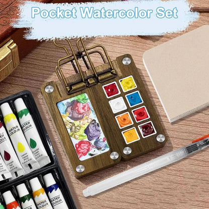 Kit de acuarelas compacto con pinceles y bloc