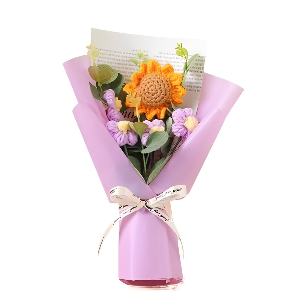 Hermoso arreglo de regalo de flores de ganchillo floral