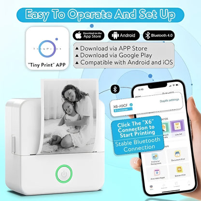 Impresora compacta de pegatinas fotográficas inalámbrica con Bluetooth
