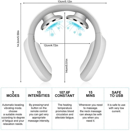 Collar de masaje térmico con configuraciones de velocidad ajustables