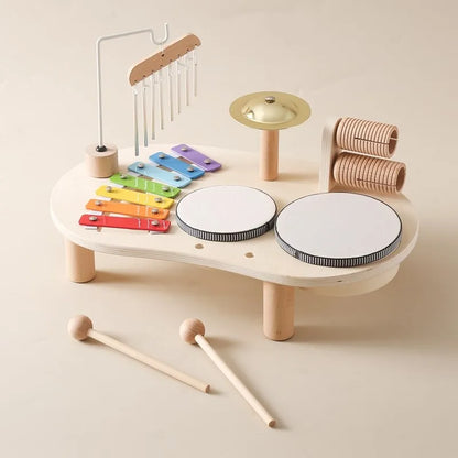 Wooden Musical Instrument Play Station for Kids – Xylophone Drum Bell Set for Toddlers Ages 3+