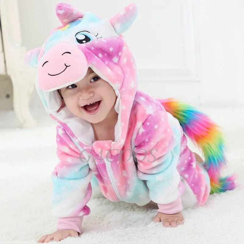 Soft Baby Animal Onesie Costume with Hood – Full-Zip Fleece Outfit for Infants & Toddlers – Home, Playdates & Photo Ops