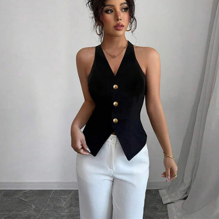 Chaleco a la moda para mujer con estilo entallado