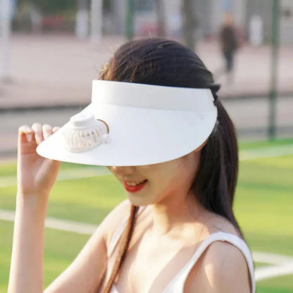 Sombrero visera innovador con ventilador solar para mujer: ligero y ajustable para una máxima comodidad al aire libre