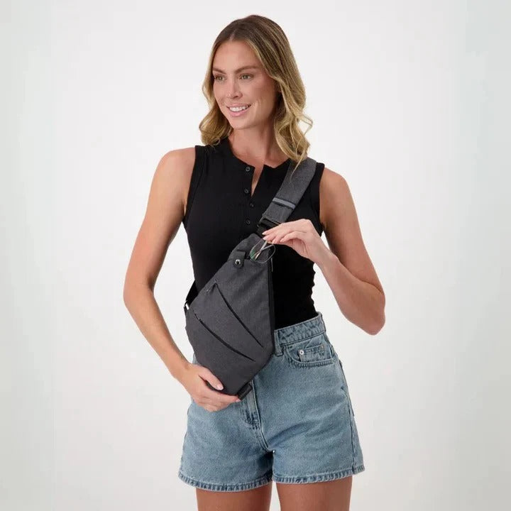 Bolso cruzado impermeable tipo bandolera con cremalleras seguras y correa ajustable