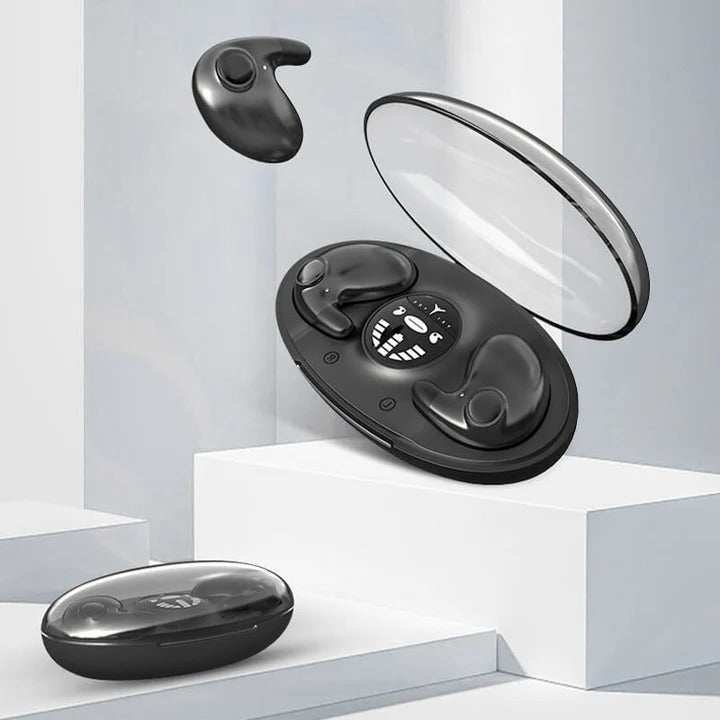 Auriculares Bluetooth compactos con micrófono y estuche de carga