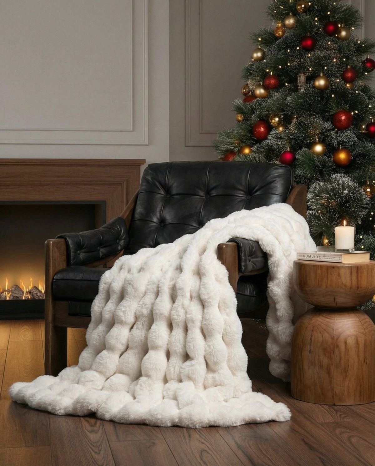 Plush Faux Fur Throw Blanket with Silky Soft Texture for Couch, Bed & Living Room Decor in Multiple Colors