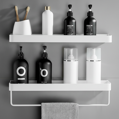 No-Drill Aluminum Bathroom Shelf – Space-Saving Wall Organizer for Shampoo & Toiletries