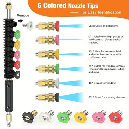 Telescoping Pressure Washer Extension Wand 24 ft Reach Brass & Stainless Steel 4000 PSI 284°F 0-40° Nozzles for Gutter Cleaning Roof