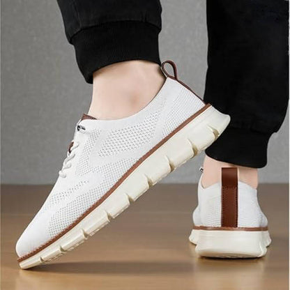 Men's Breathable Slip-On Dress Shoes – Cushioned Wide Toe Box Lightweight Knit Oxford for Work Office Casual Everyday Comfort