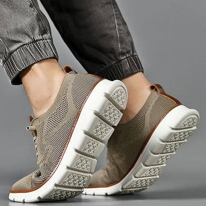 Men's Breathable Slip-On Dress Shoes – Cushioned Wide Toe Box Lightweight Knit Oxford for Work Office Casual Everyday Comfort