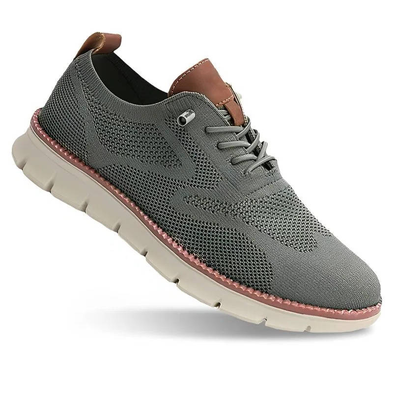 Men's Breathable Slip-On Dress Shoes – Cushioned Wide Toe Box Lightweight Knit Oxford for Work Office Casual Everyday Comfort