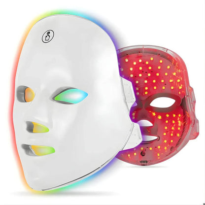 Mascarilla facial LED recargable de 7 colores con bandas ajustables