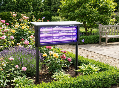 Ortekor Solar Power Bug Zapper | 1000V Grid & UV Technology | Chemical-Free Protection for Outdoor Spaces