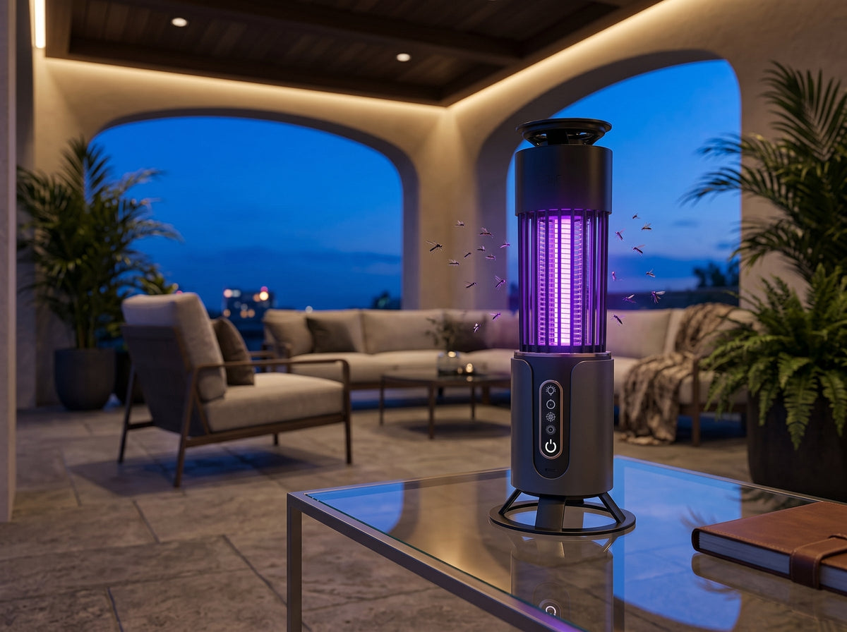 Lámpara antimosquitos portátil Ortekor | Control de mosquitos para interiores y exteriores con funcionamiento silencioso | Recargable por USB para una vida tranquila y libre de plagas