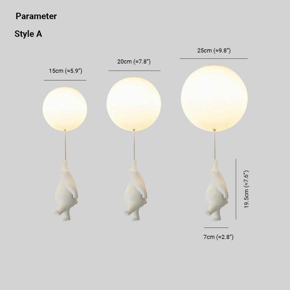 Kids LED Flush Mount Light with Bear & Balloon Design for Nursery Bedroom Playroom 5W White Acrylic Metal Fixture Low Ceiling Small Room Dec