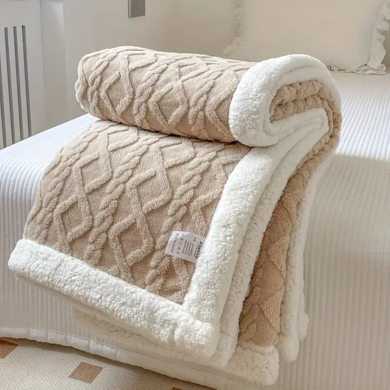 Reversible Sherpa Fleece Throw Blanket Plush Tufted Double-Sided for Couch Bed Sofa All-Season Warmth Bedroom Living Room Décor
