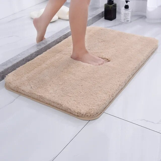 Non-Slip Microfiber Bath Mat Absorbent Shag Bathroom Rug with Rubber Backing for Shower Tub Safety Soft Plush Floor Runner Washable Home