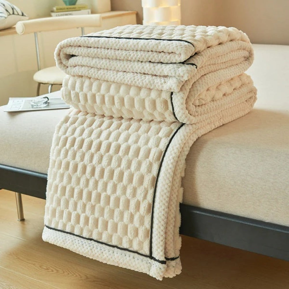 Textured Plush Throw with Raised Dot Pattern – Lightweight Layer for Couch, Chair & Bed – Neutral Tone for Modern Living Room & Bedroom Deco