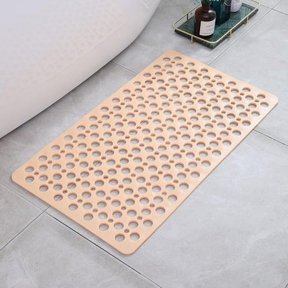 Bath Mat with Suction Cups – Textured Non-Slip Surface, Quick-Drain TPE, Antibacterial Rubber for Shower Floor, Tub Safety for Seniors