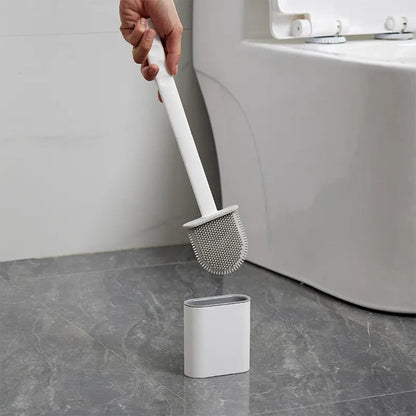 Flexible Silicone Toilet Brush with Holder and Wall Mount for Modern Bathrooms