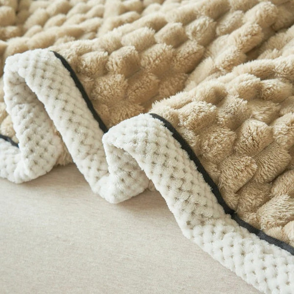 Textured Plush Throw with Raised Dot Pattern – Lightweight Layer for Couch, Chair & Bed – Neutral Tone for Modern Living Room & Bedroom Deco