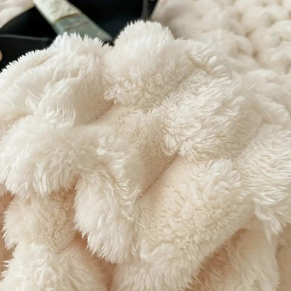 Textured Plush Throw with Raised Dot Pattern – Lightweight Layer for Couch, Chair & Bed – Neutral Tone for Modern Living Room & Bedroom Deco