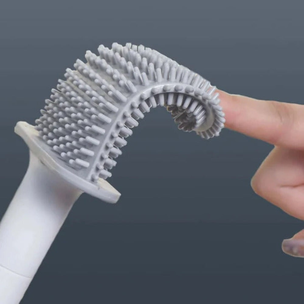 Silicone Toilet Brush with Holder – Quick-Dry Antibacterial Bowl Cleaner for Bathroom – Flexible Bristles Reach Under Rim – Rust-Free