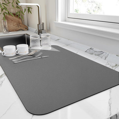 Diatomaceous Earth Dish Drying Mat for Kitchen Counter Space | Fast Absorbing Countertop Drainer Pad | Replacement for Dish Racks & Towels