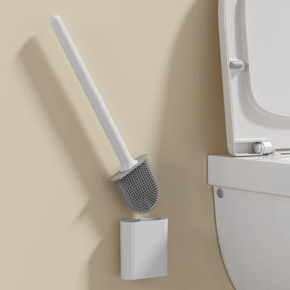 Silicone Toilet Brush with Holder – Quick-Dry Antibacterial Bowl Cleaner for Bathroom – Flexible Bristles Reach Under Rim – Rust-Free