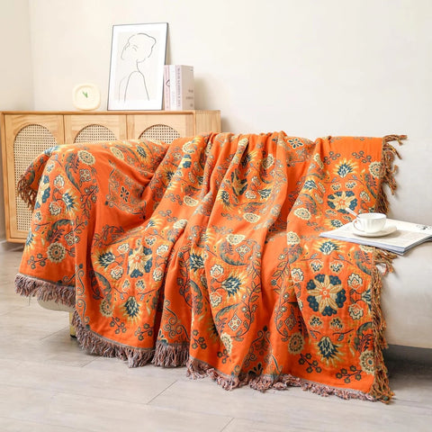 Manta Marigold - Diseño floral reversible, 100% algodón