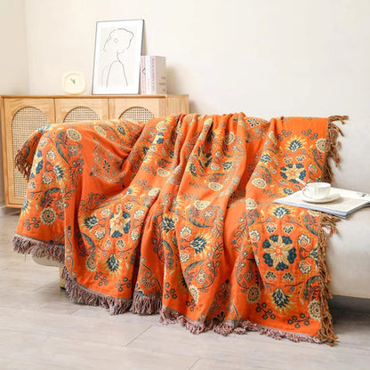 Manta Marigold - Diseño floral reversible, 100% algodón