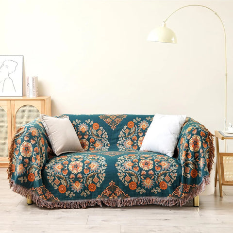 Manta Marigold - Diseño floral reversible, 100% algodón
