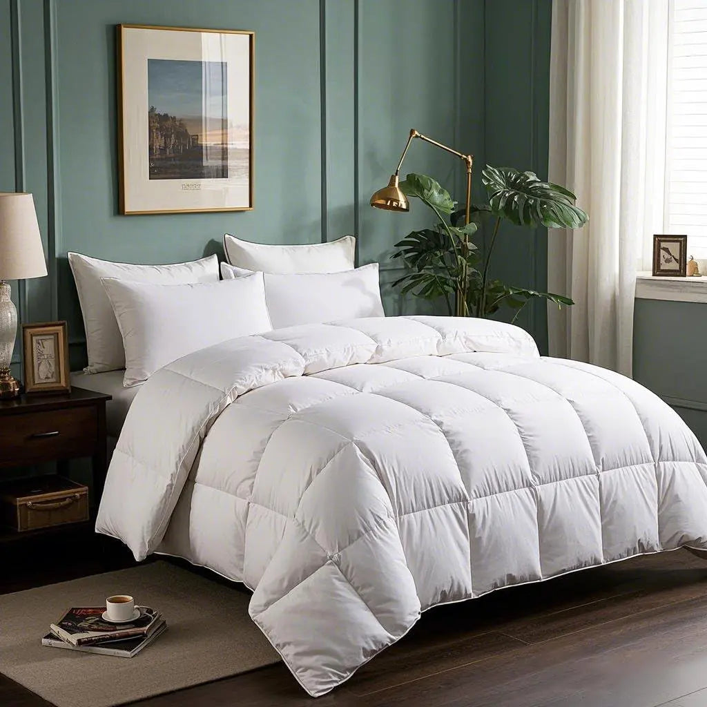 Cooling Comforter | Goose Down Bedding Set with Breathable Design | All-Season Comfort for a Restful Sleep